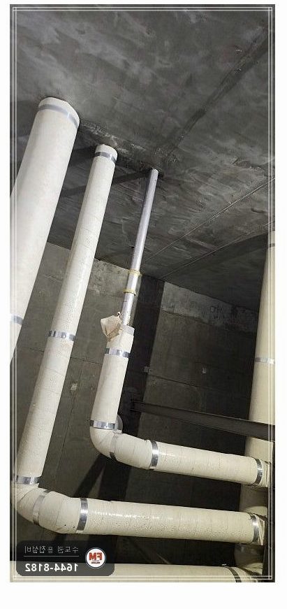 기계실 피트 SR 스텐 급수배관 동파 구간 밴드쏘 절단 압착 교체 시공 사진 8
