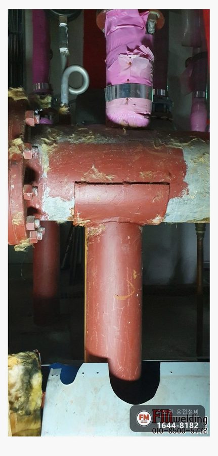 판재보강 기계실 분배기 헤더 서포트 덧방 수리 보수 용접