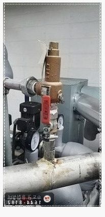 기계실 냉수배관 안전밸브 니플 판재덧방 밸브교체 보수