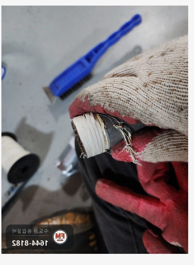 지하주차장 소방배관 가지관 나사산 T부속 누수 아르곤 접합