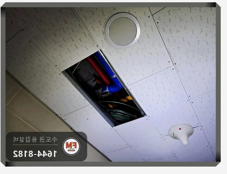 빌딩 천장 동상수도관 밸브구간 가접정렬 알곤용접