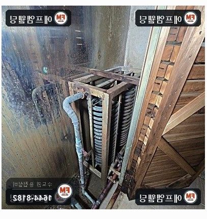 사우나 스팀 코일 동배관 교체 연결부 산소 용접
