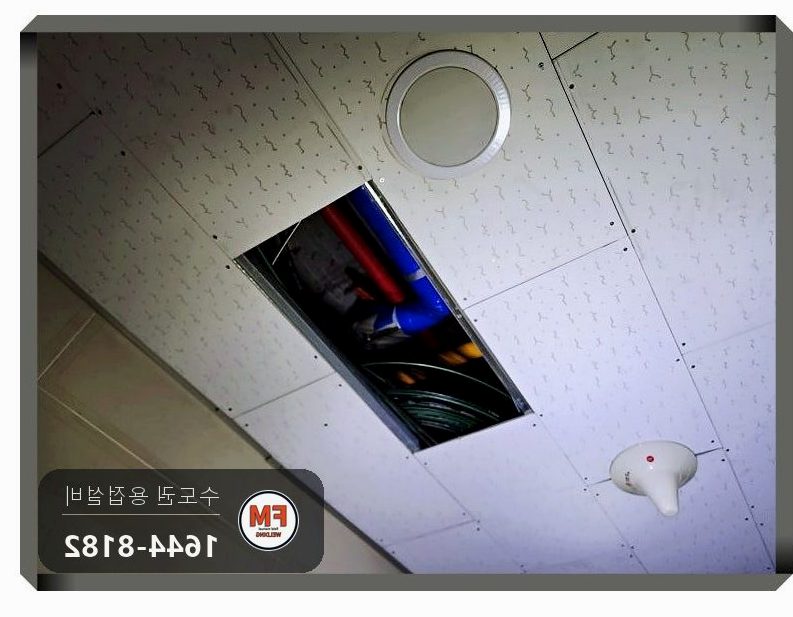 빌딩 천장 동상수도관 밸브구간 가접정렬 알곤용접